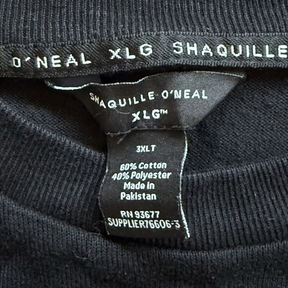 Shaquille Oneal XLG Shirt Men 3XLT Black Big Tall Crew Tee Long Sleeve - Picture 8 of 9
